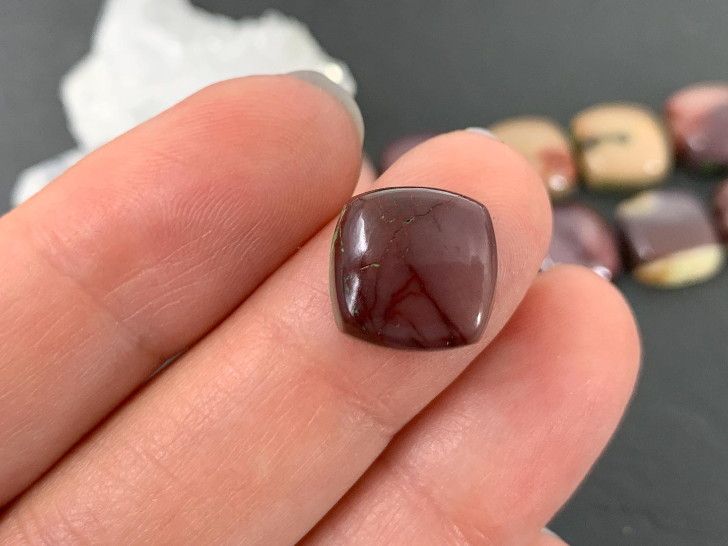 Mookaite Jasper square 12mm cabochon