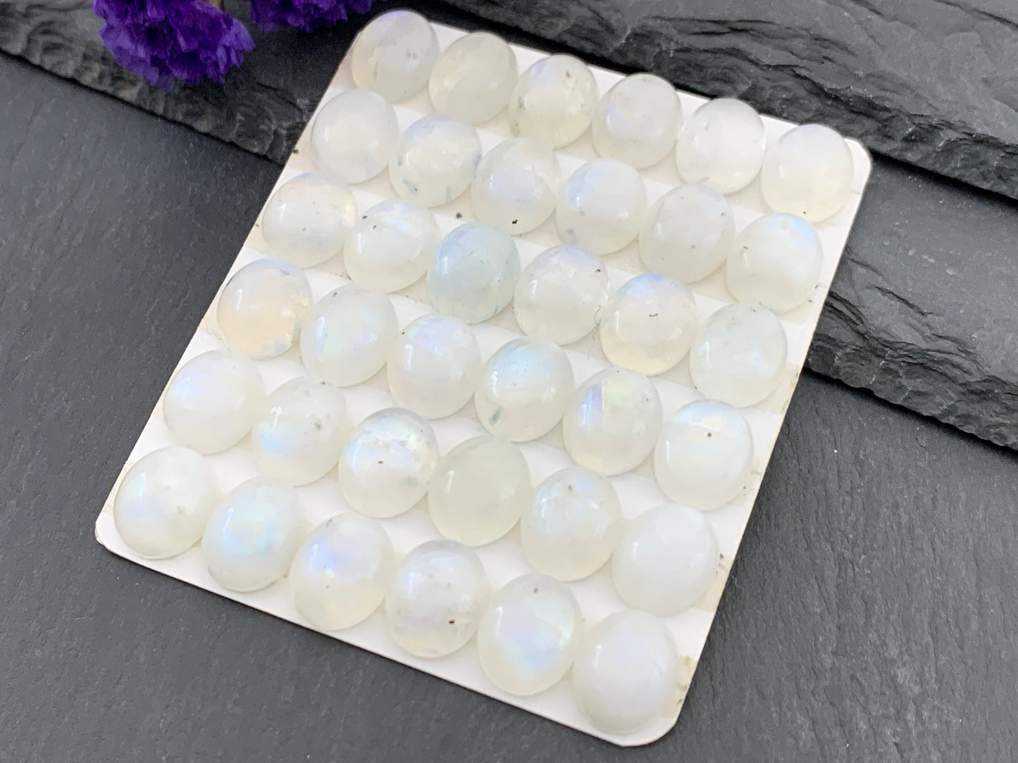 Rainbow Moonstone oval 10x12mm cabochon - calibrated cabochons
