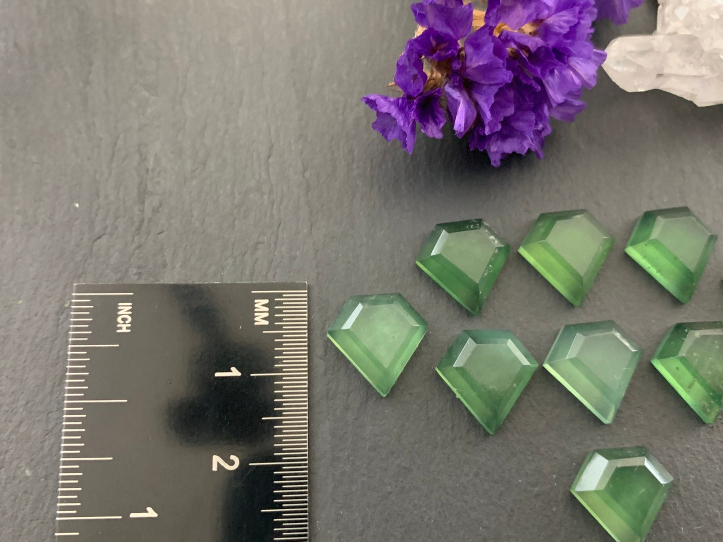 Faceted Serpentine diamond 12x12mm cabochon