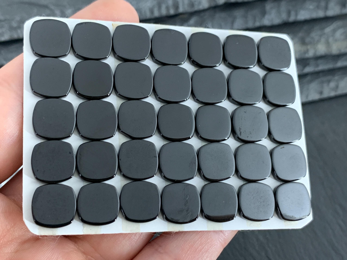 Flat Black Spinel square cushion 10mm cabochon - Calibrated cabochons