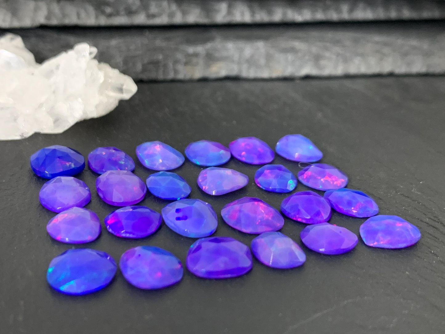 Faceted Purple Ethiopian Opal 8-10mm cabochon