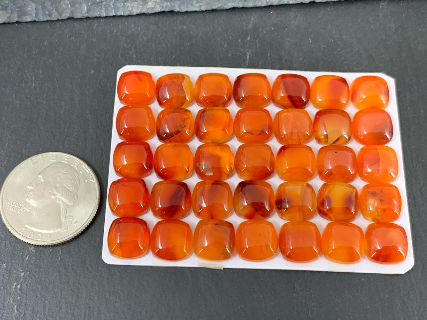 Carnelian Square Cushion 10mm Cabochon - Calibrated Gemstone for Jewelry