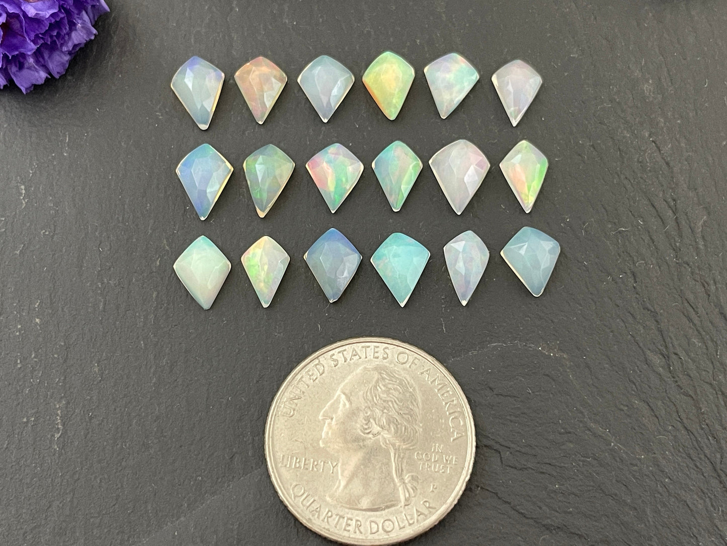 Faceted Ethiopian Opal 9-9.5mm cabochon- Faceted cabochons