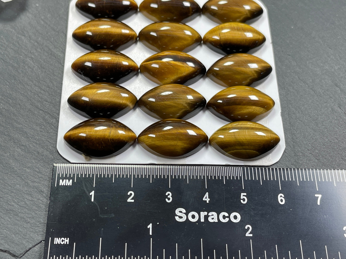 Tiger Eye marquise 12x20mm cabochon - Calibrated cabochons