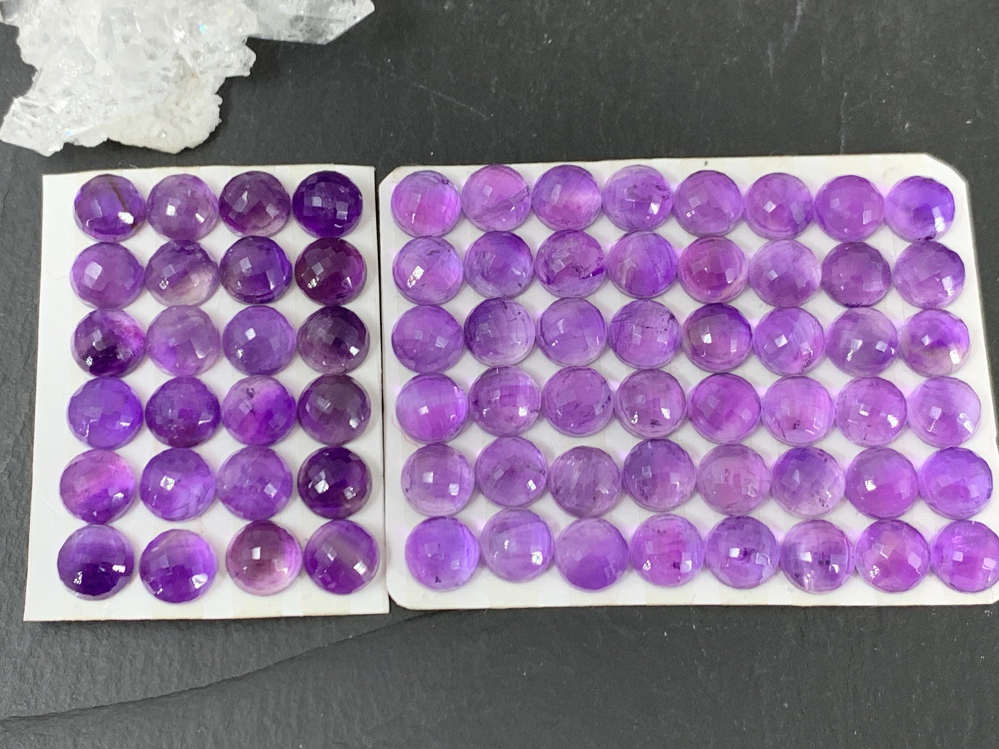 Faceted Amethyst round 8mm cabochon - Calibrated cabochons