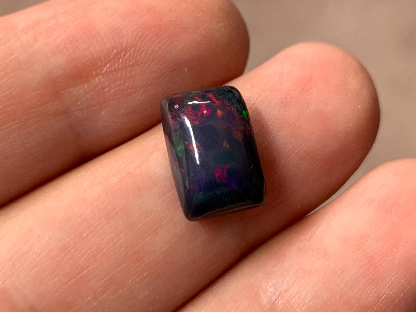Black Ethiopian Opal rectangle 9x12x4mm cabochon