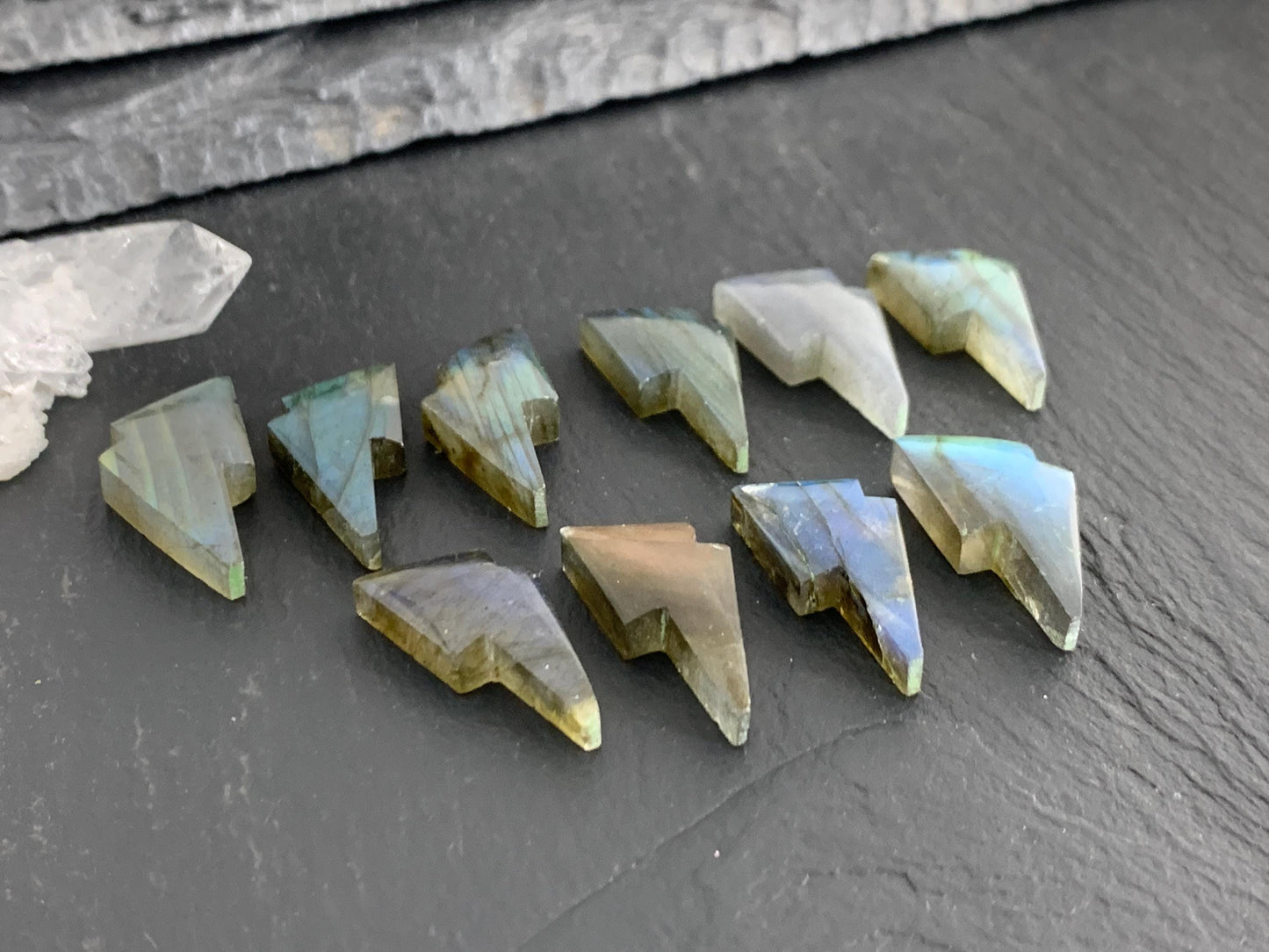 Labradorite lightning bolt 12x19mm cabochon
