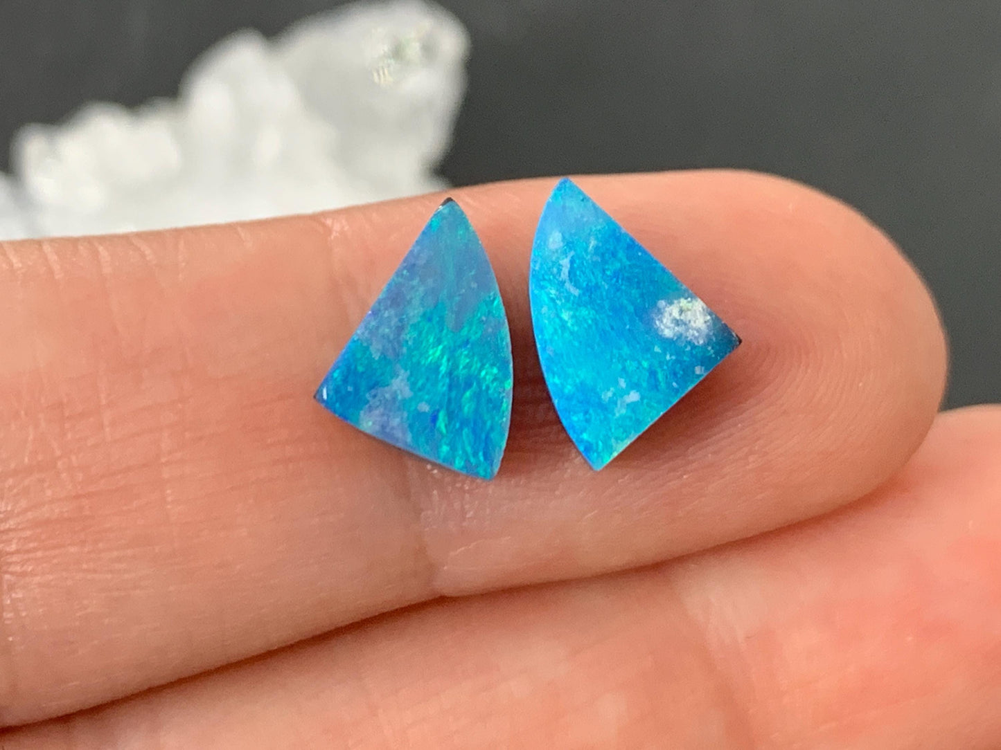 Australian Opal doublet 7x9x3mm pair of cabochons