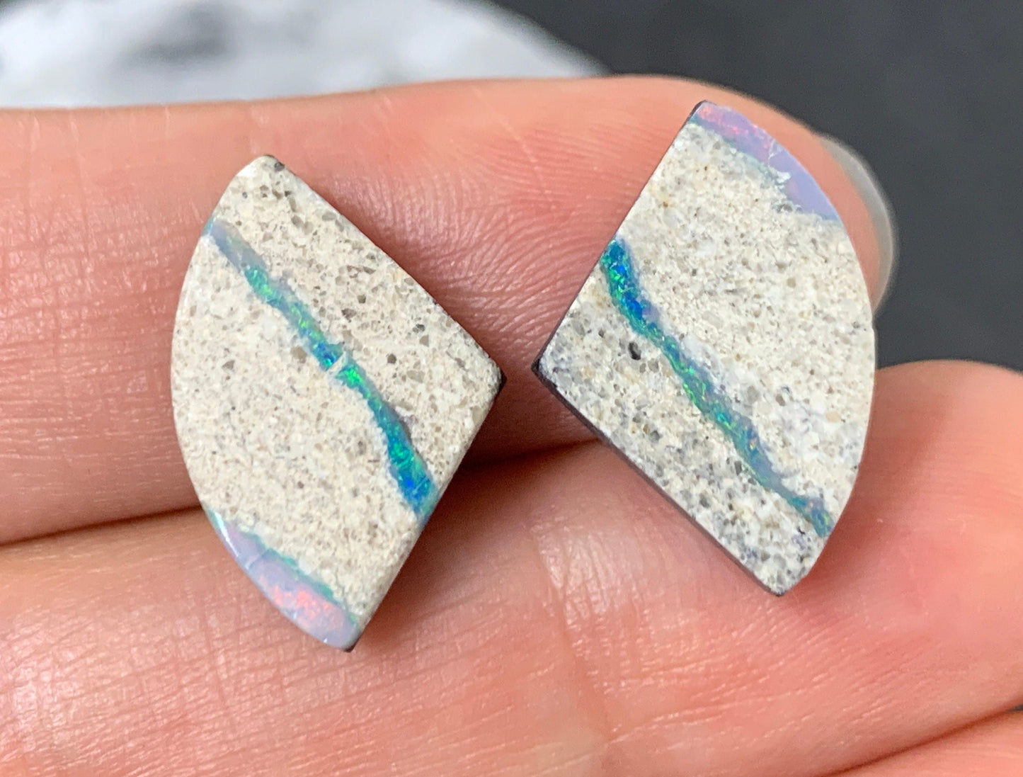 Australian Opal doublet 12x18x3.5mm pair of cabochons