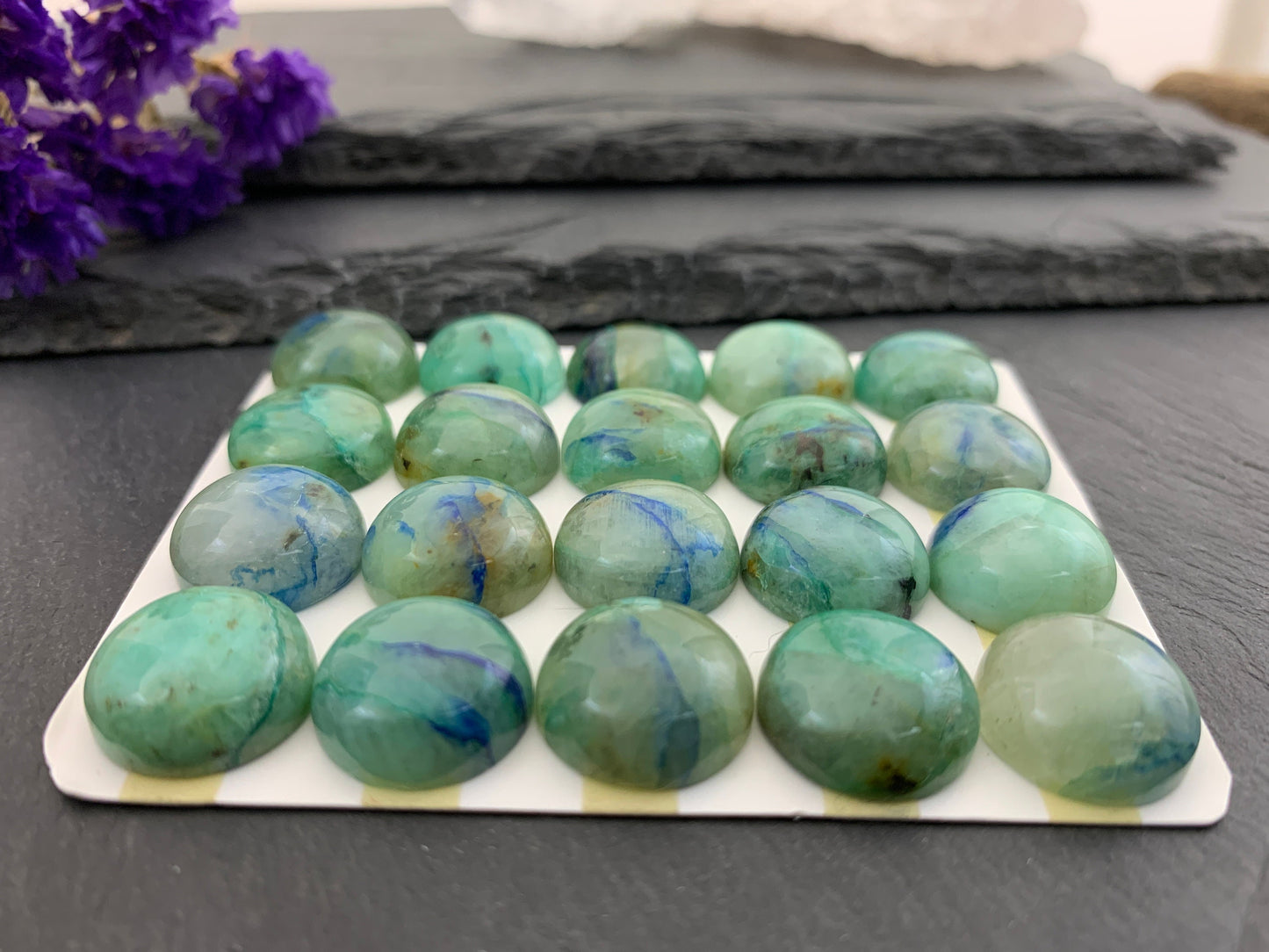 Chrysocolla round 15mm cabochon - Calibrated cabochons