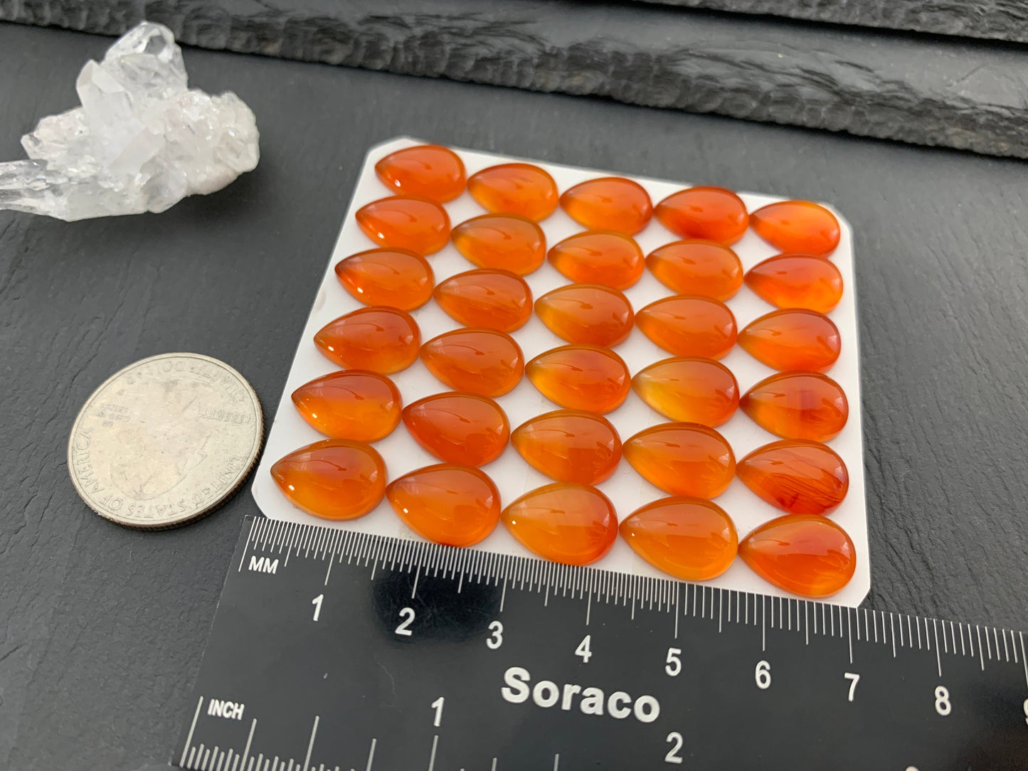Carnelian pear 10x14mm cabochon - Calibrated cabochons