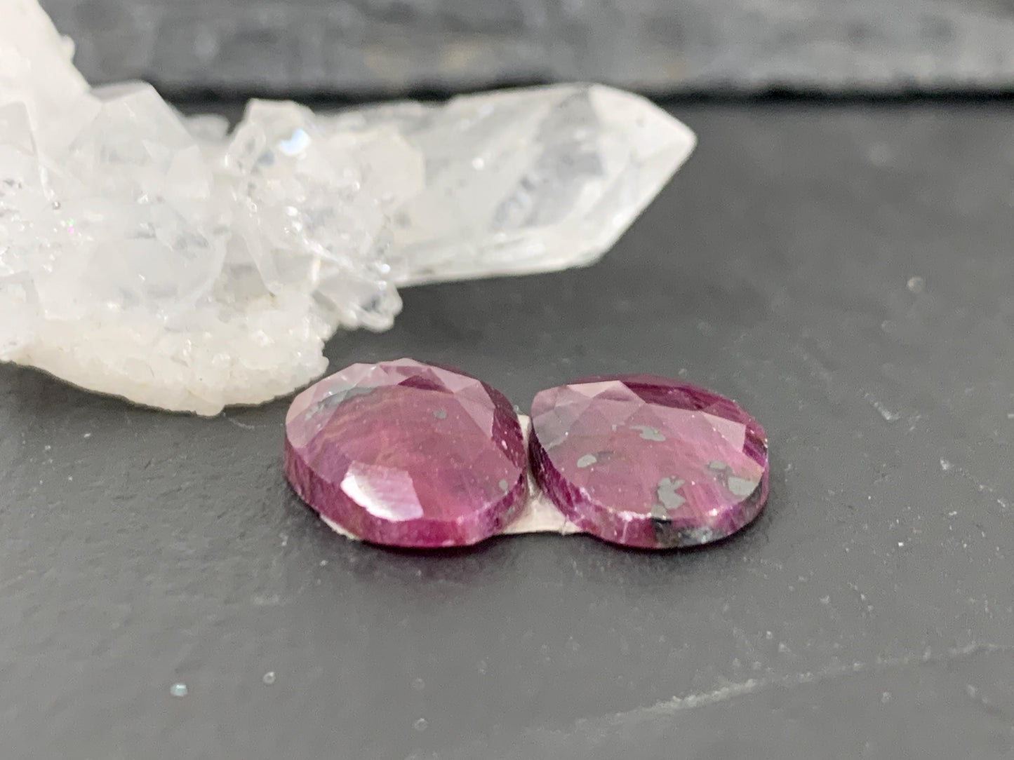 Faceted Ruby pair 10x15x3mm cabochon