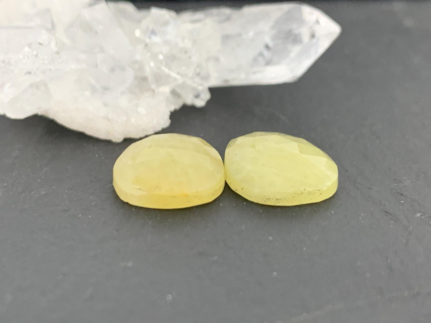 Faceted Yellow Sapphire pair 11x14x3.5mm cabochon