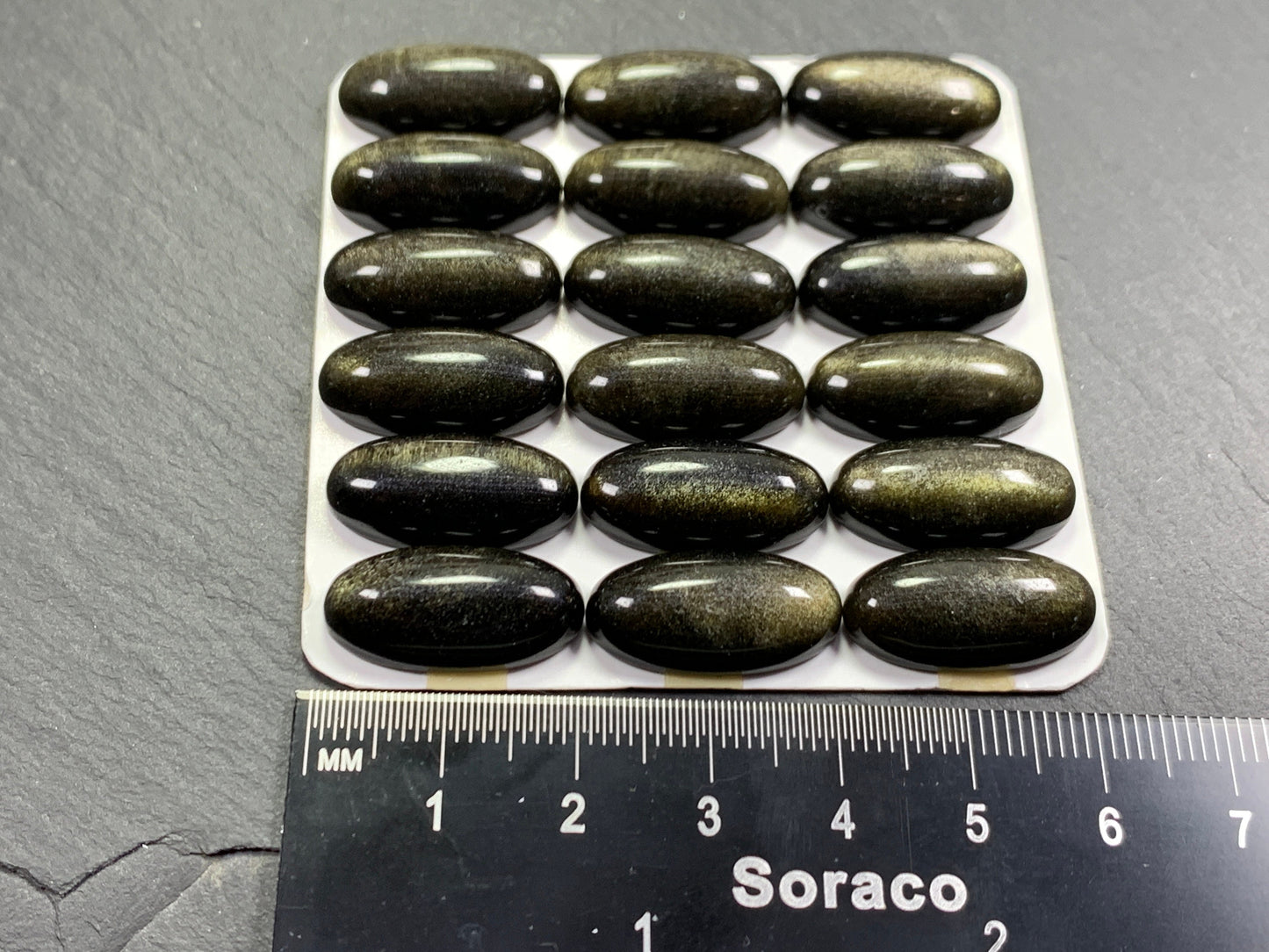 Gold Obsidian oval 10x20mm cabochon - Calibrated cabochons