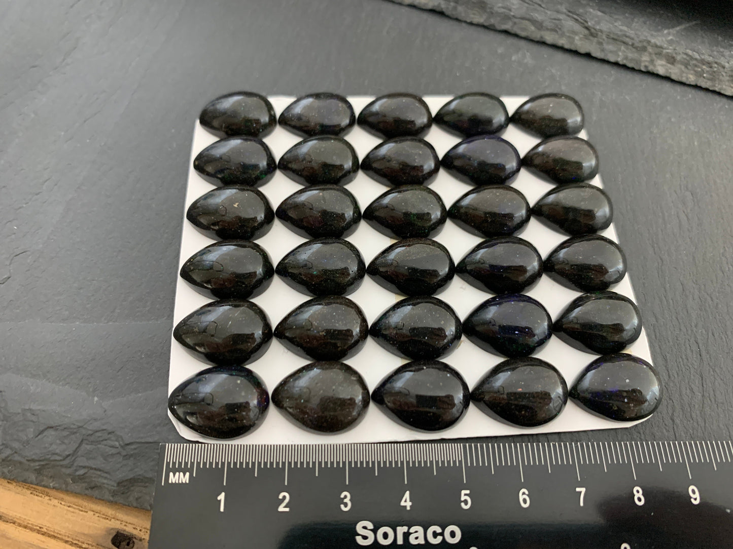 Black Andamooka Opal pear 13x18mm cabochon - Matrix Australian Opal