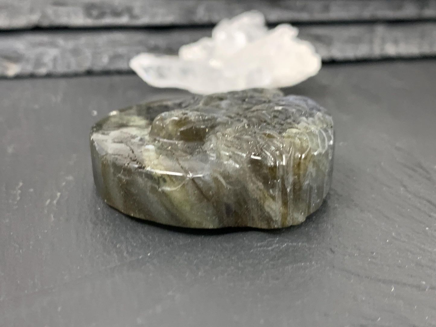 Wolf Labradorite Carving - 41mm Natural Flat Back Gemstone Pendant