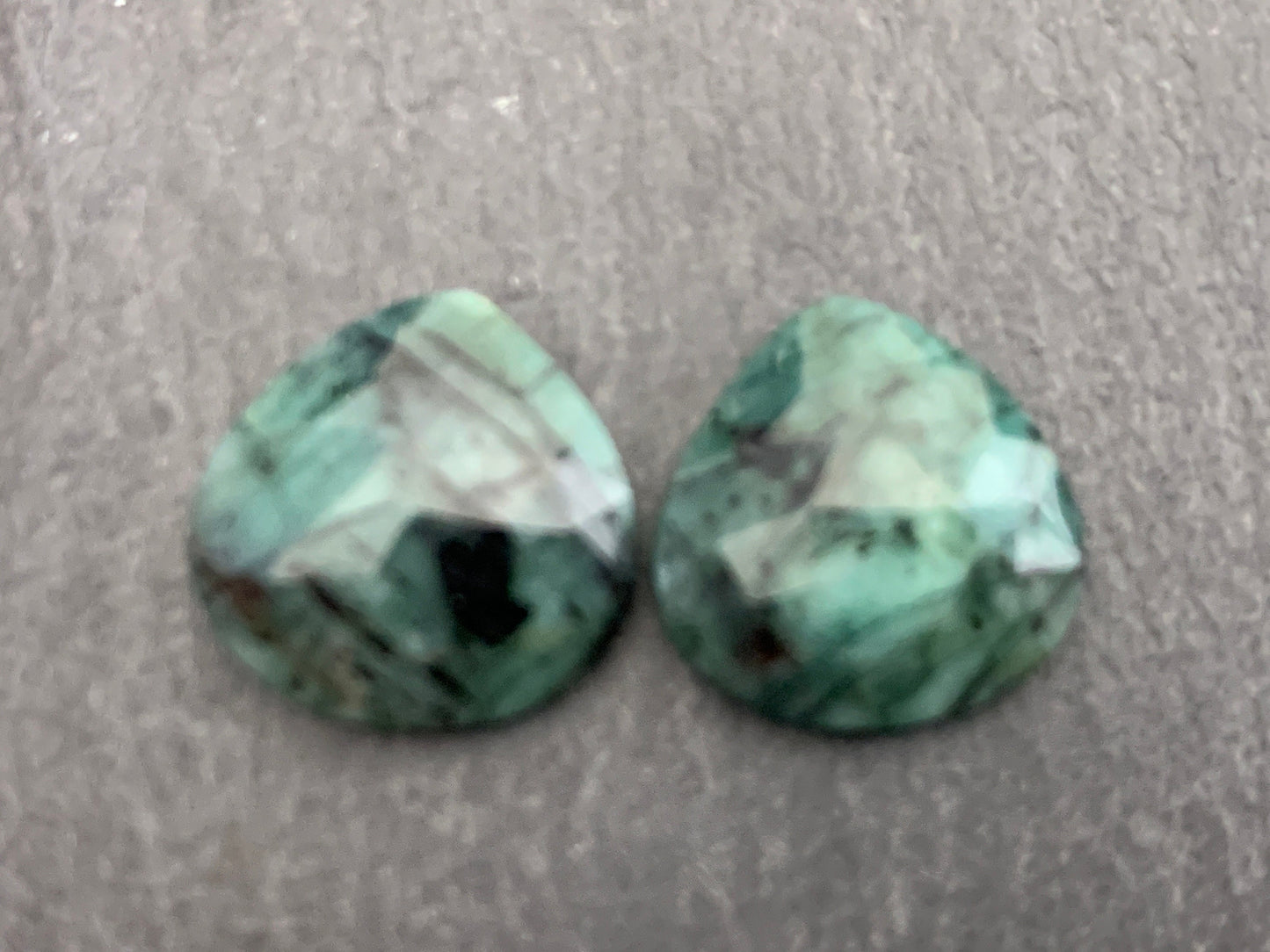 Faceted Emerald pair 13-18mm long cabochon