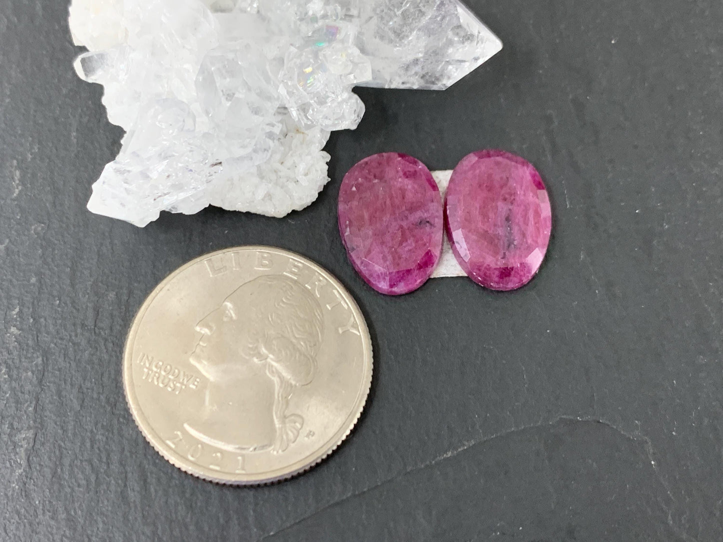 Faceted Ruby pair 11x15x3mm cabochon