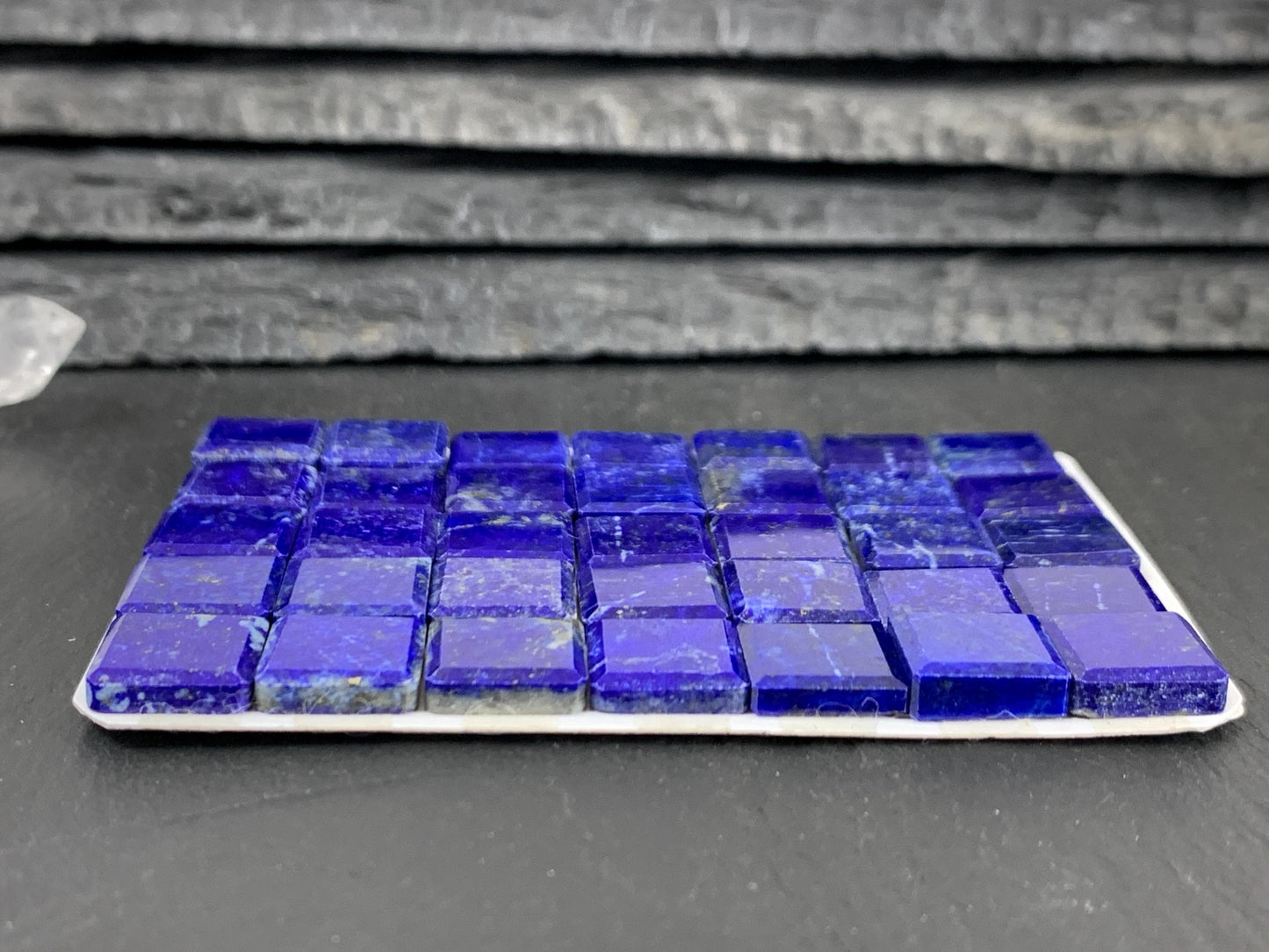 Flat Lapis Lazuli square 10mm cabochon with faceted edge - Calibrated cabochons