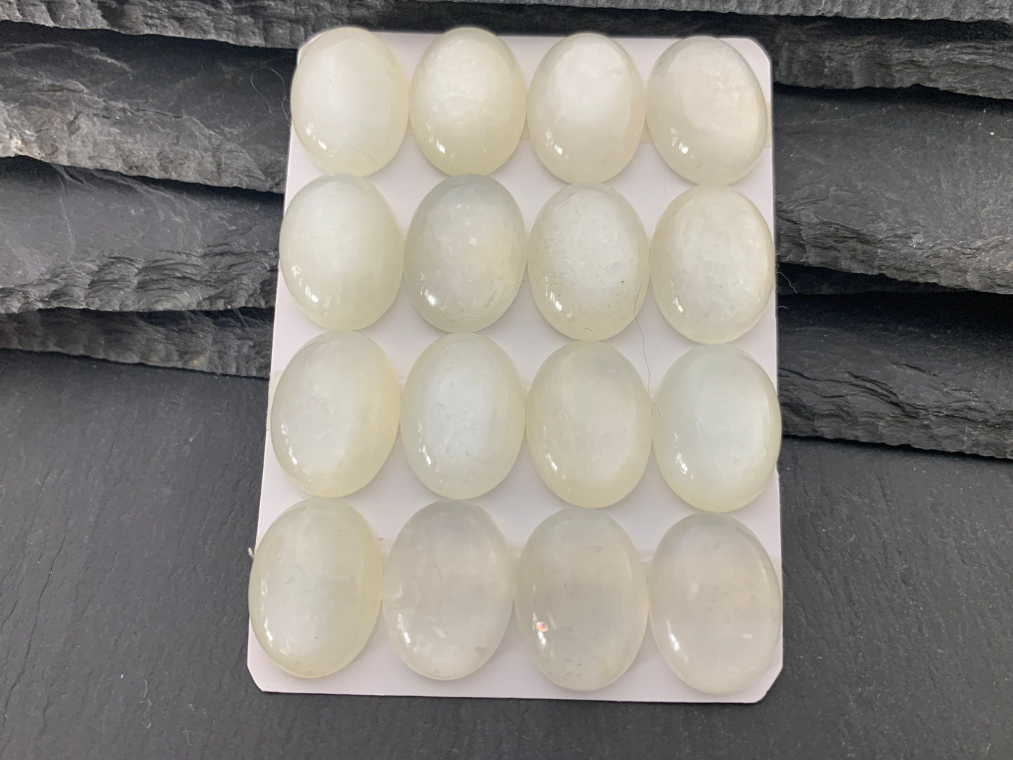 White Moonstone Oval 15x20mm Cabochon - Calibrated Gemstone for Jewelry
