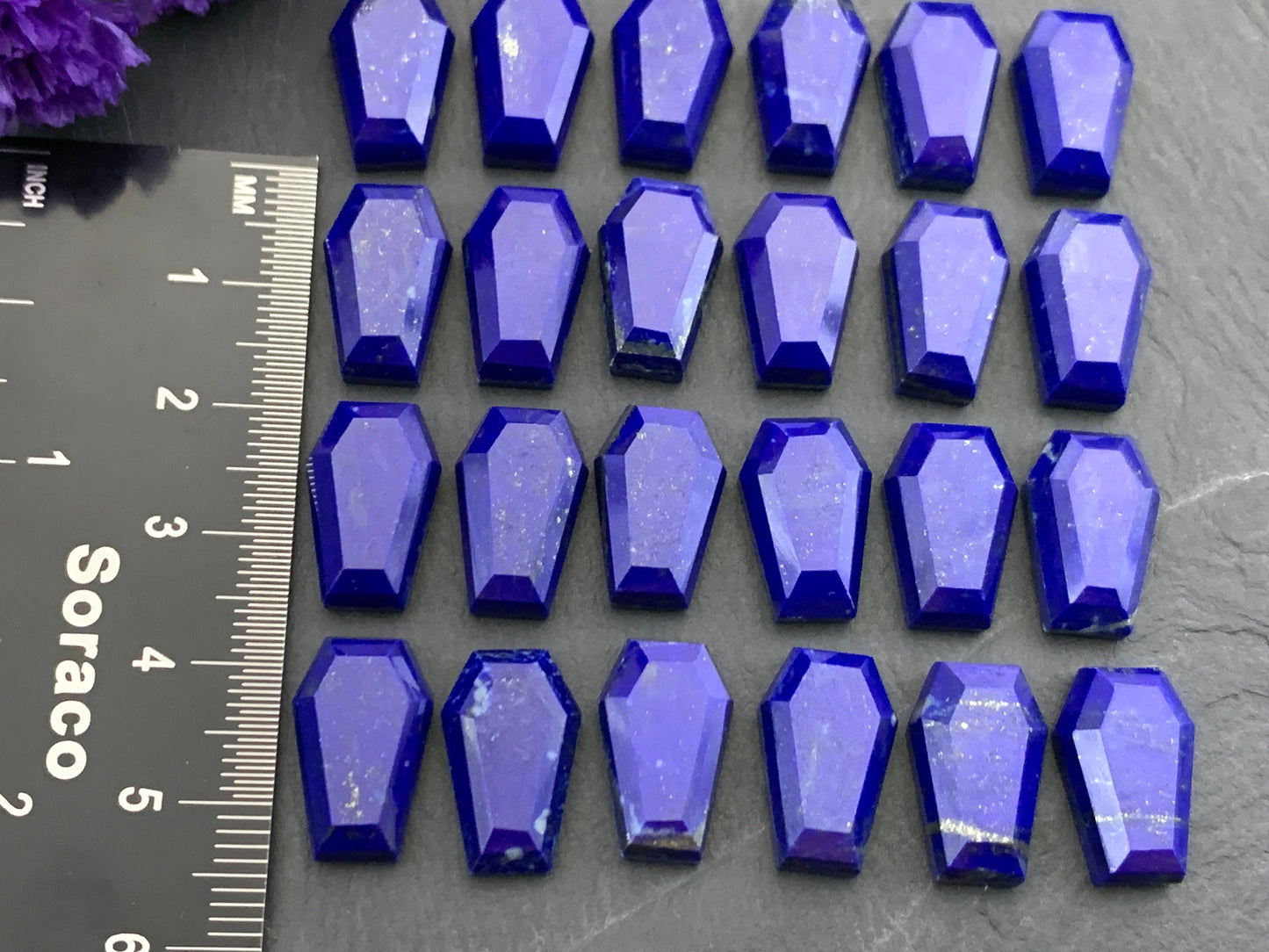 Faceted Lapis Lazuli coffin 10x16mm cabochon