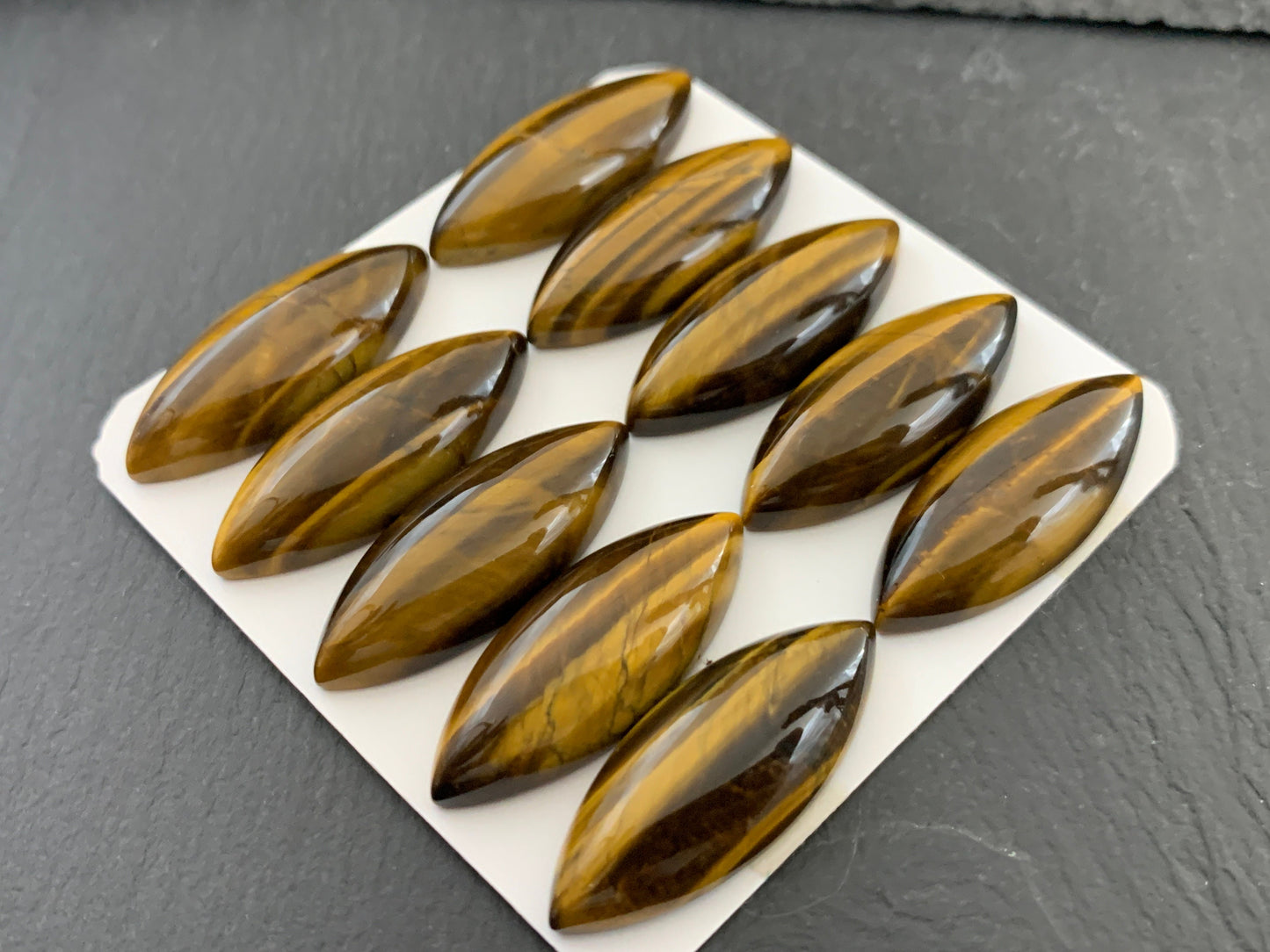 Tiger Eye marquise 12x30mm cabochon - Calibrated Cabochons