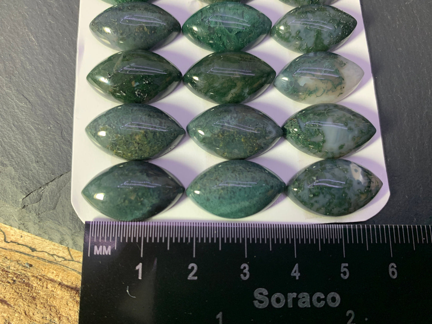 Moss Agate marquise 12x20mm cabochon - Calibrated cabochons