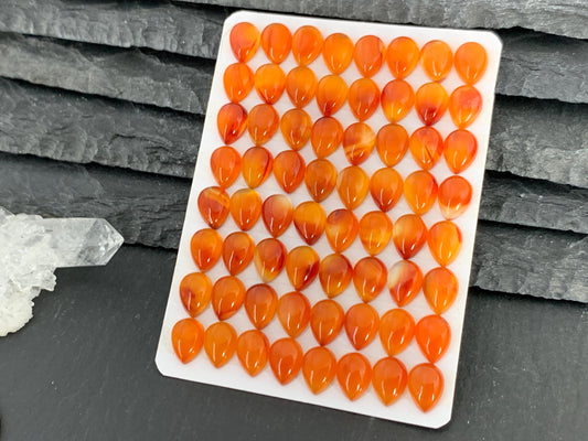 Carnelian pear 6x8mm cabochon - Calibrated cabochons