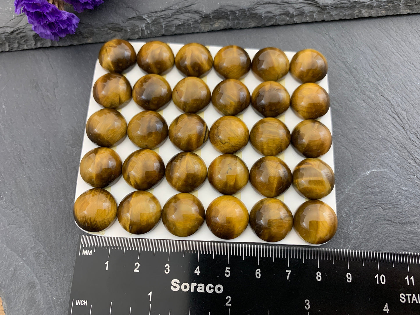 Tiger eye round 15mm cabochon - Calibrated. cabochons
