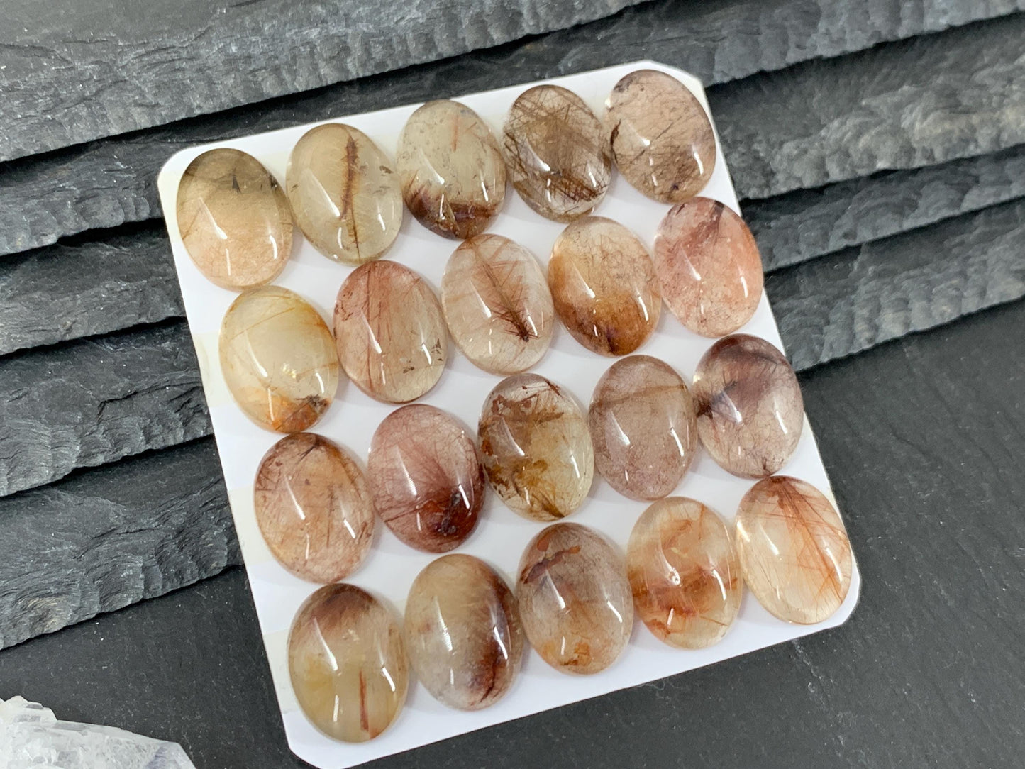Rutilated Quartz oval 12x16mm cabochon - Calibrated cabochon