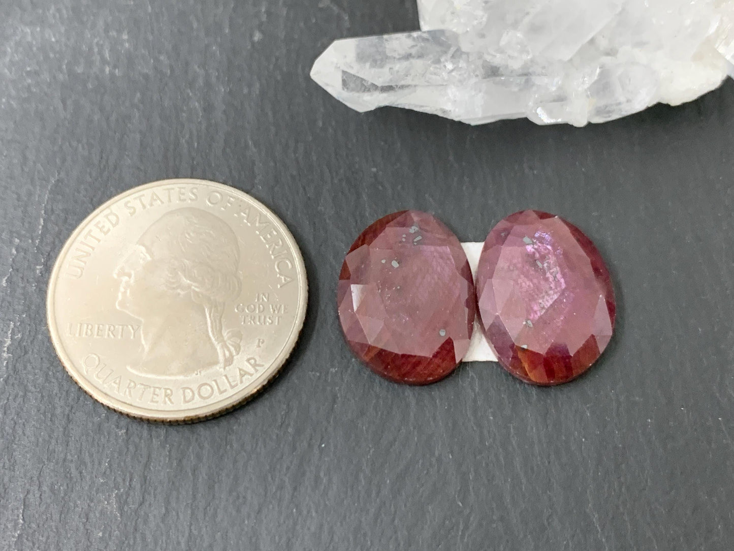 Faceted Ruby pair 12x17x4mm cabochon