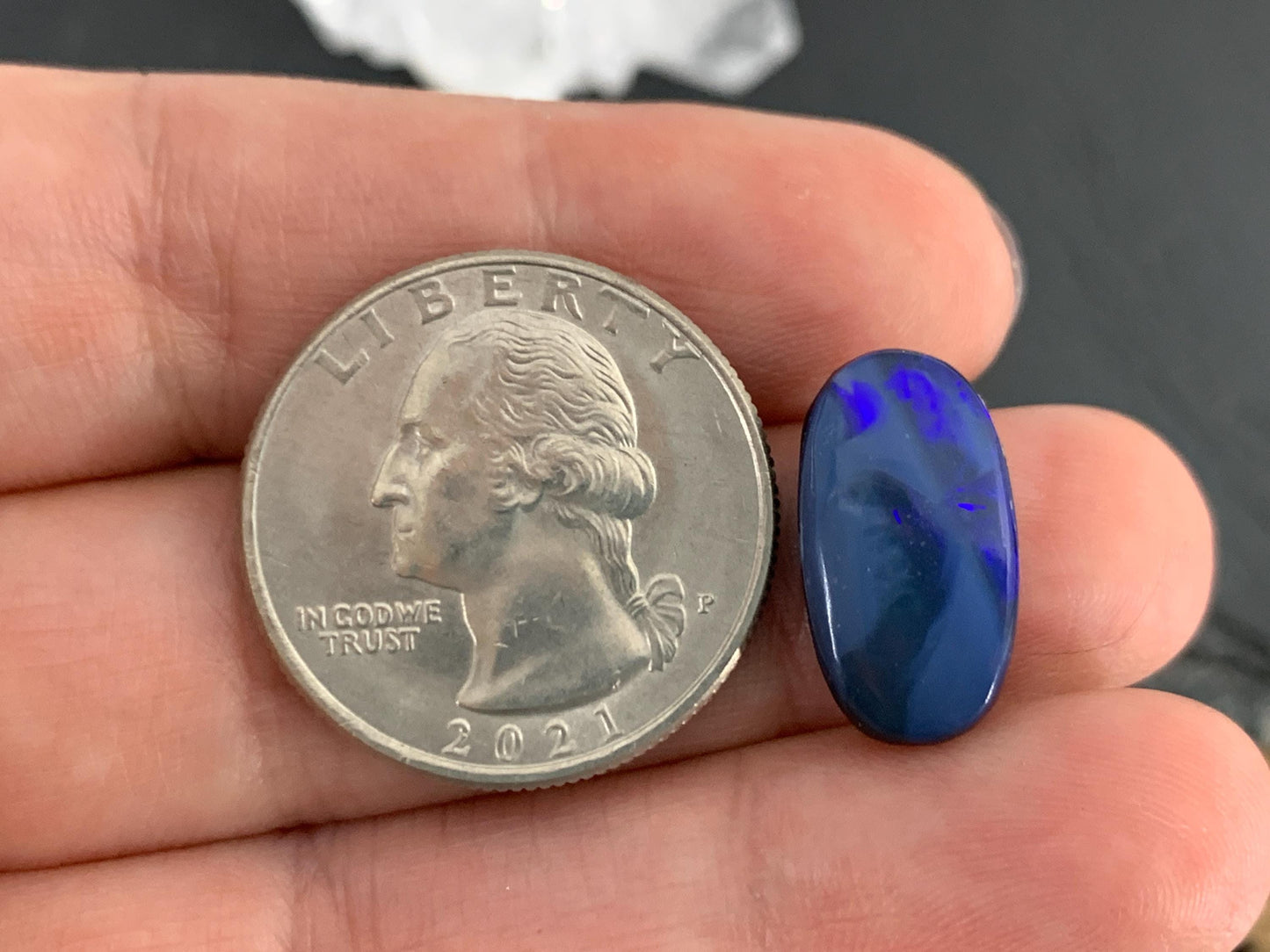 Australian Opal doublet 9x17x5mm cabochon