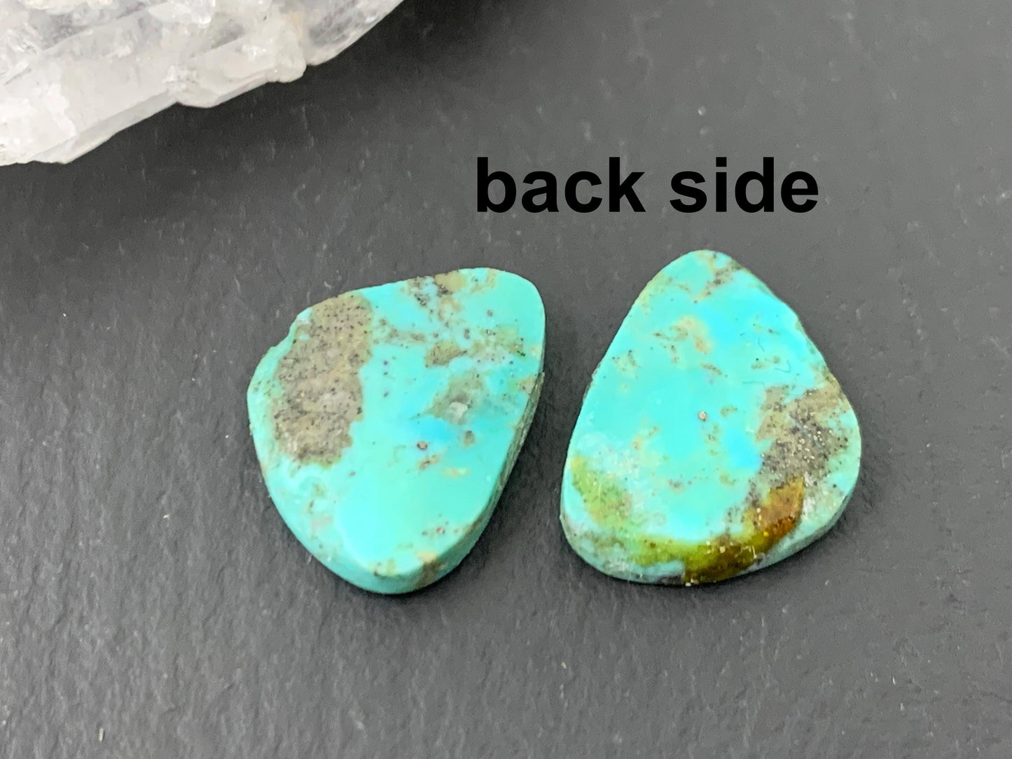 Tibetan Turquoise Pair 12x14mm Cabochon - Hand Cut Cabochon