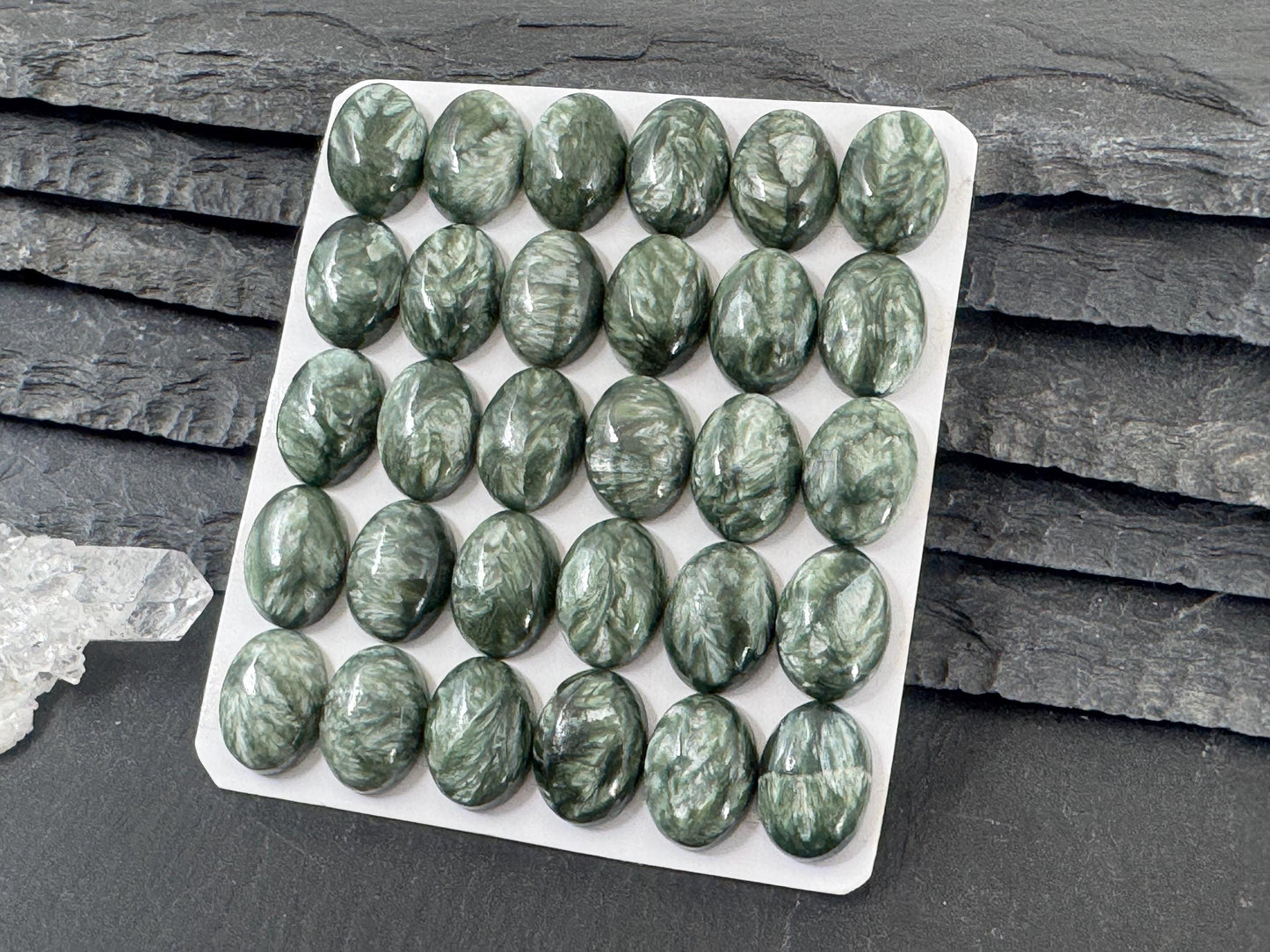 Seraphinite oval 10x14mm cabochon - Calibrated cabochons
