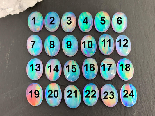 Faceted Aurora Opal oval 10x14mm cabochons - Doublet cabochons |