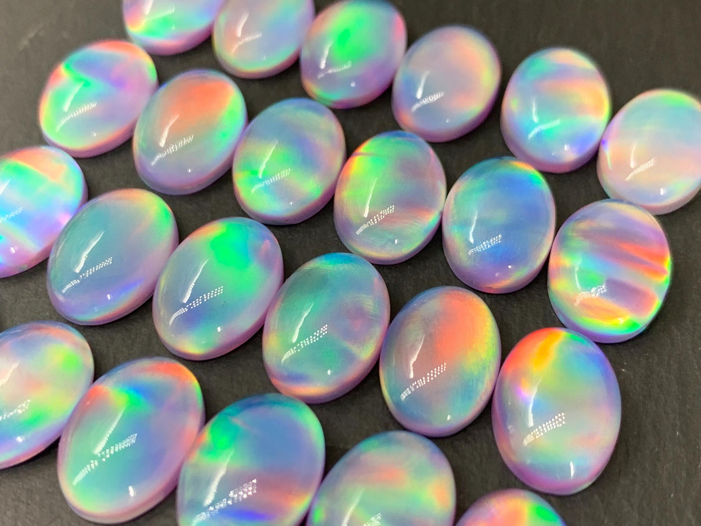 Aurora Opal oval 10x14mm cabochons - Doublet cabochons