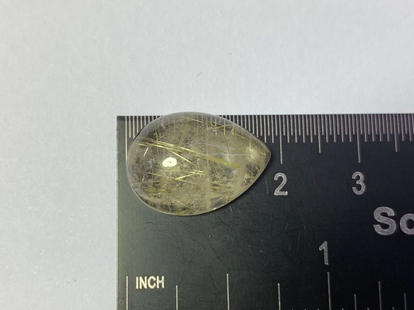 Gold Rutilated Quartz pear 13x18mm Cabochon - Calibrated cabochons