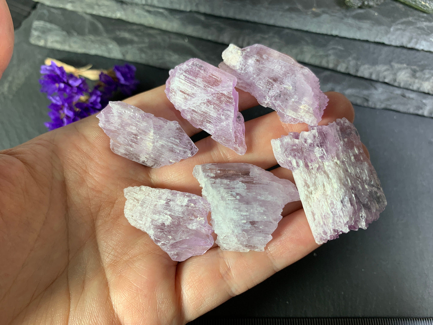 Raw Kunzite from Pakistan 31-35mm long - not drilled gemstone
