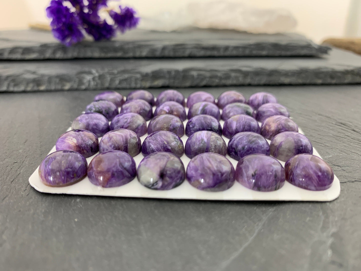 Charoite round 12mm cabochon - Calibrated cabochons