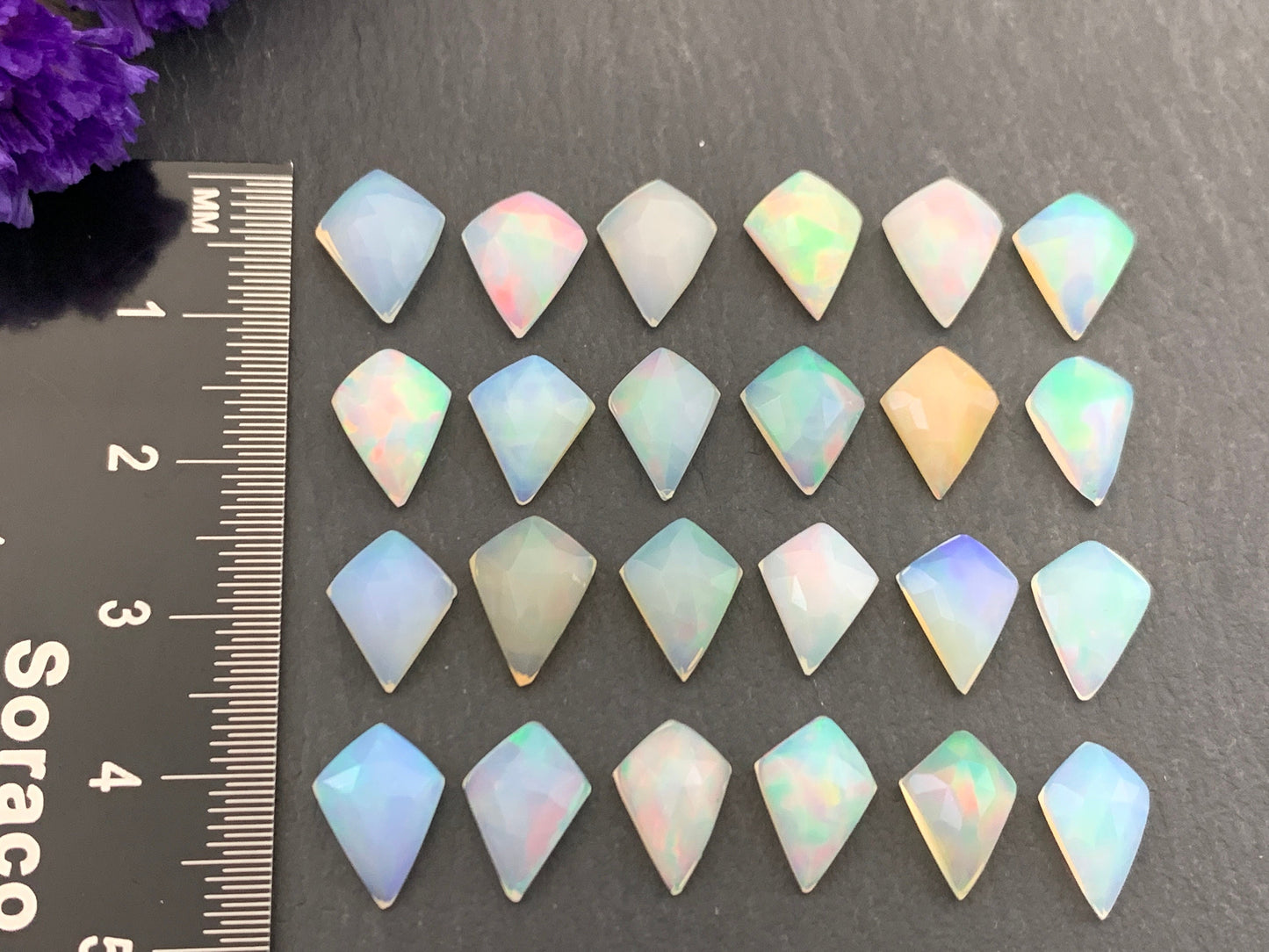 Faceted Opal kite 10mm long cabochon