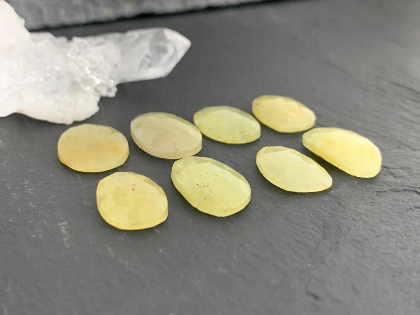 Faceted Yellow Sapphire 11x15x2.5mm cabochon