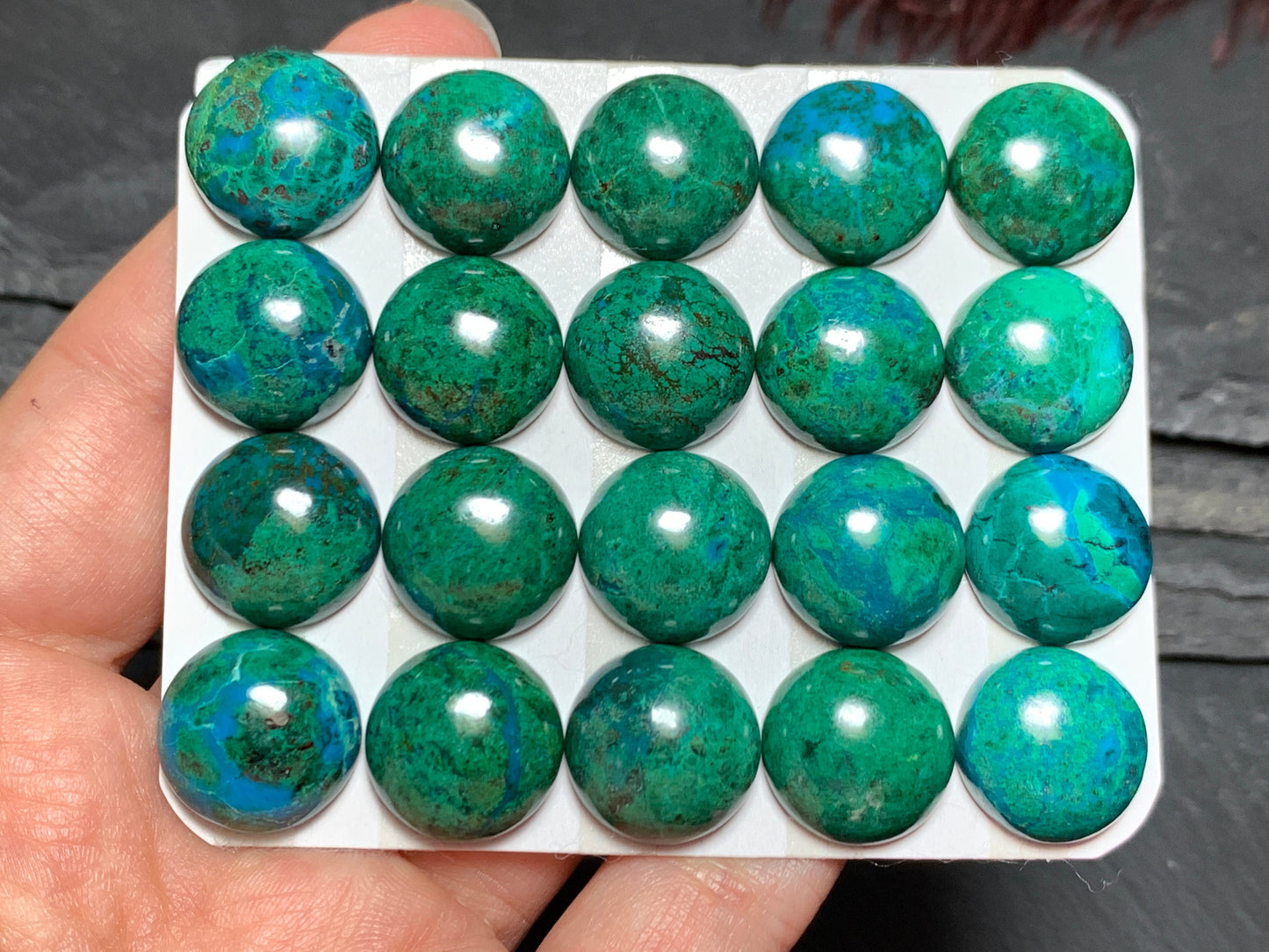Chrysocolla round 15mm cabochon - Calibrated cabochons