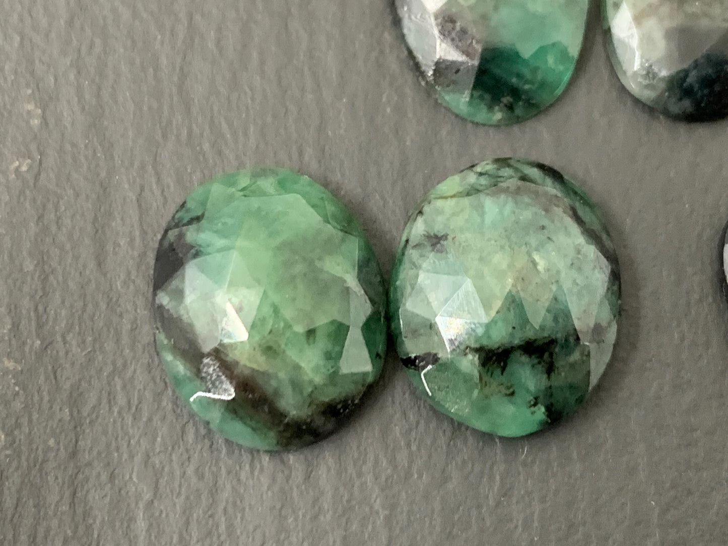 Faceted Emerald Pair 13-15mm long cabochons- Select your pair | W222-3