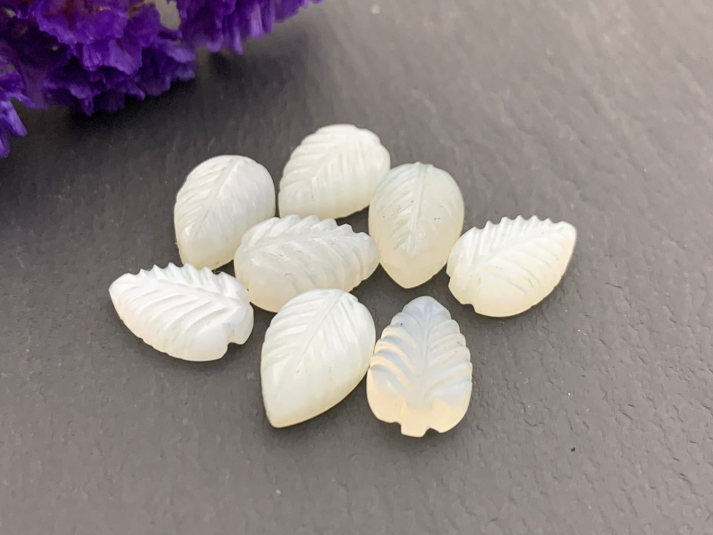 White Moonstone leaf 8x12mm cabochon