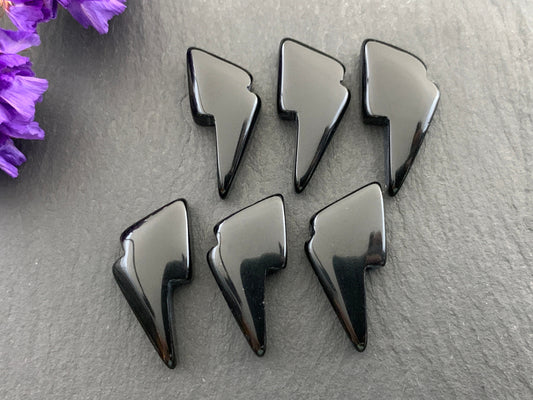 Black Onyx lightning bolts 11x20mm cabochon