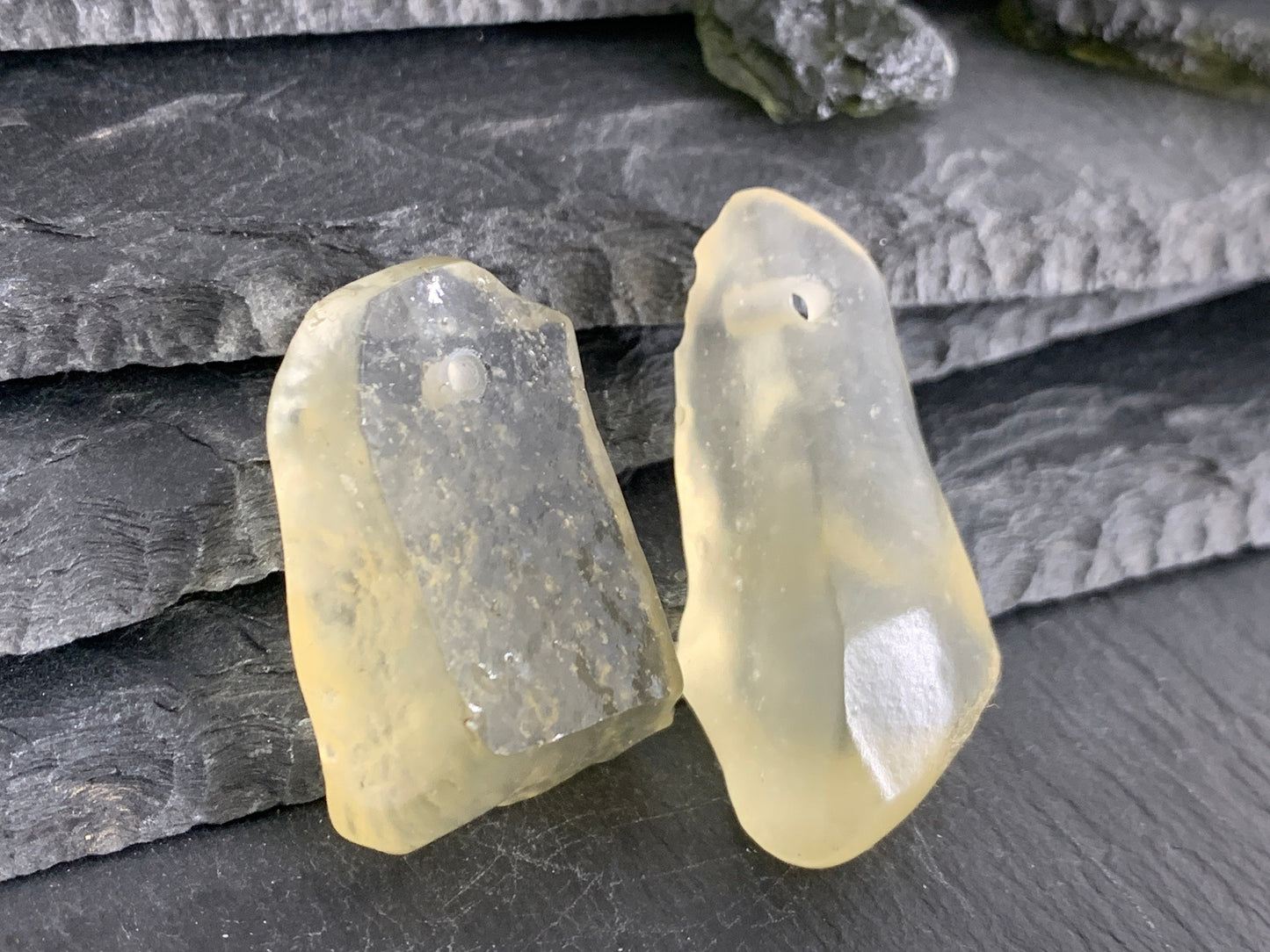 Drilled Libyan Desert Glass 32-40mm long
