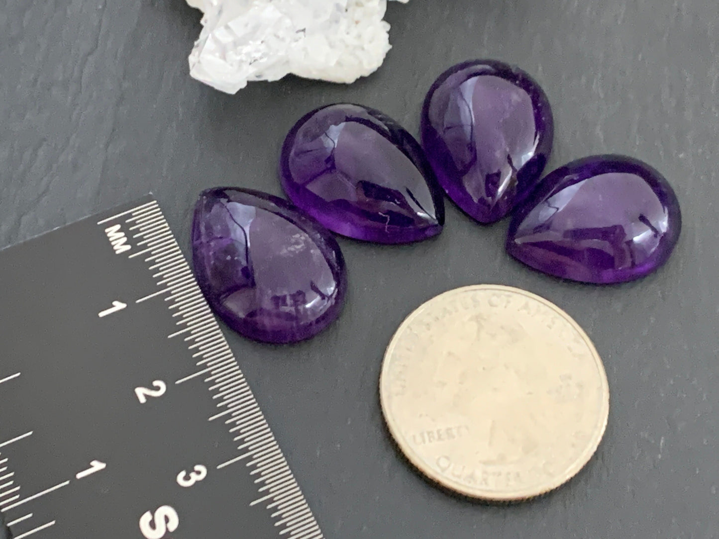 Amethyst pear 15x20mm cabochon - Calibrated Amethyst cabochon