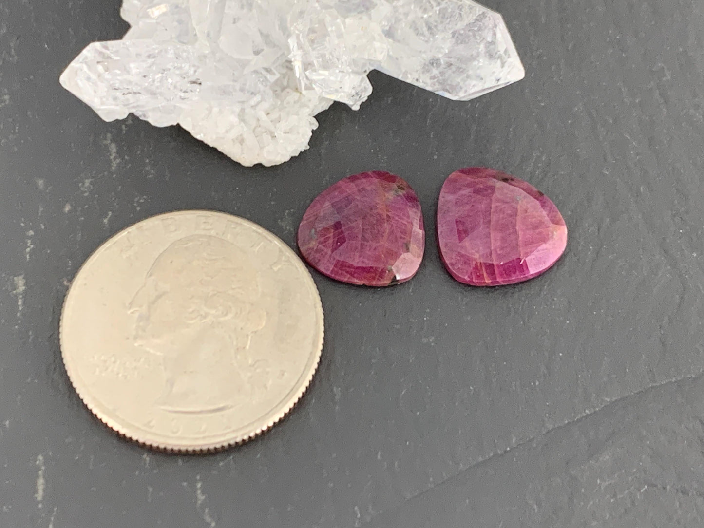 Faceted Ruby pair 12x13x3mm cabochon