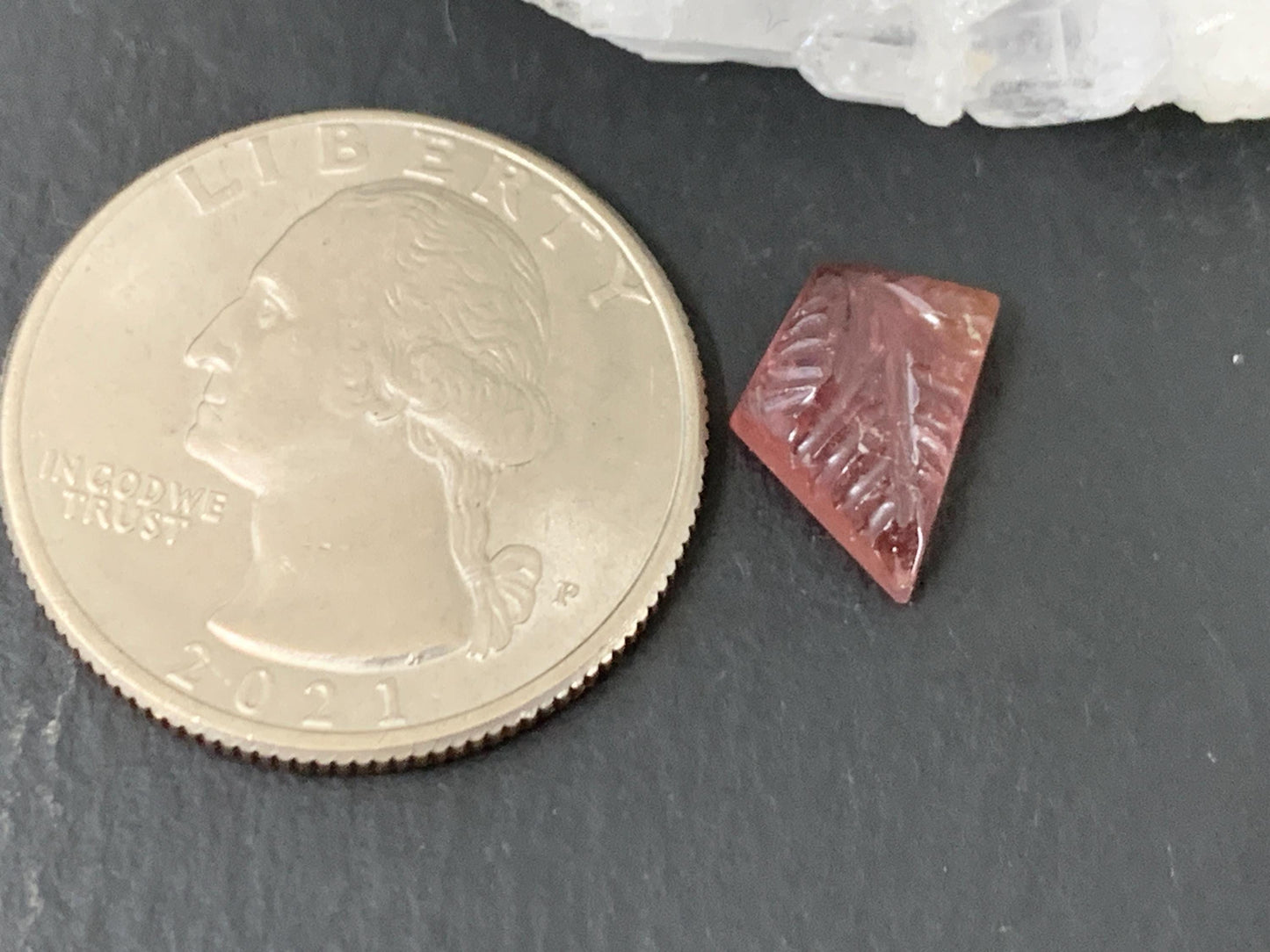 Carved Tourmaline 10x12x4mm cabochon