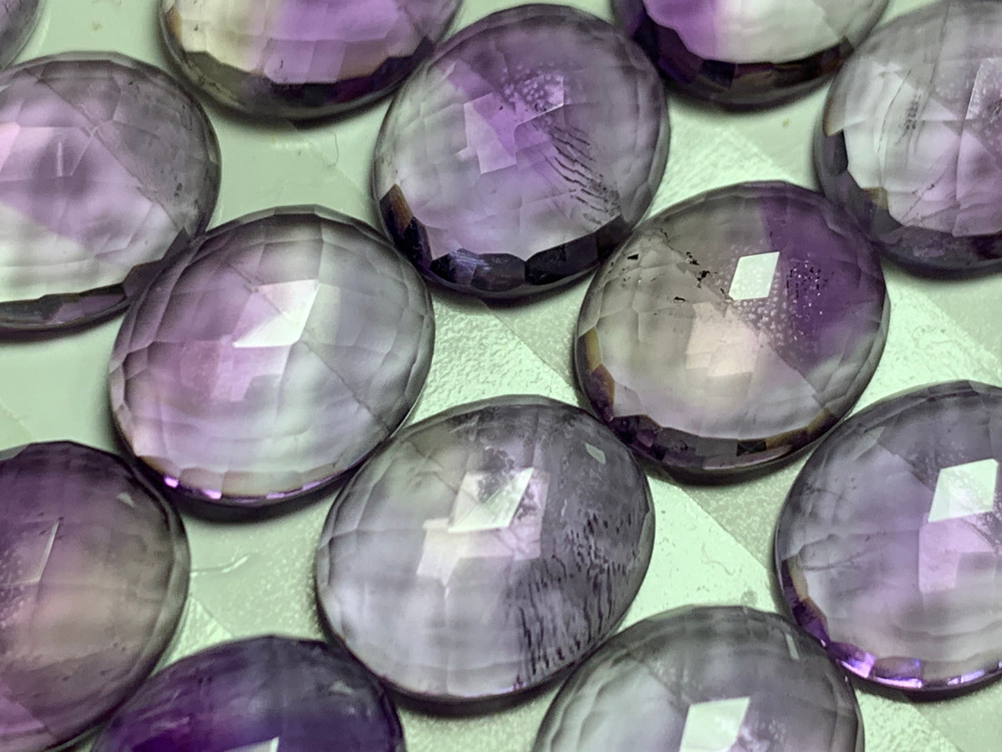 Faceted Amethyst oval 10x12mm cabochon - Calibrated cabochons